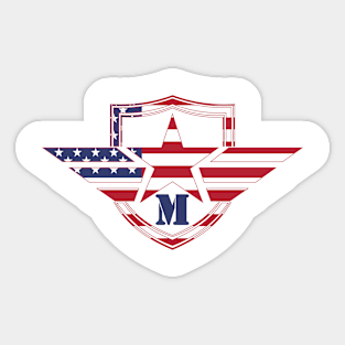 Letter M American Flag Monogram Initial Sticker